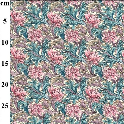 Rose & Hubble Morris Stil Blumen Akanthus Popeline Baumwollstoff