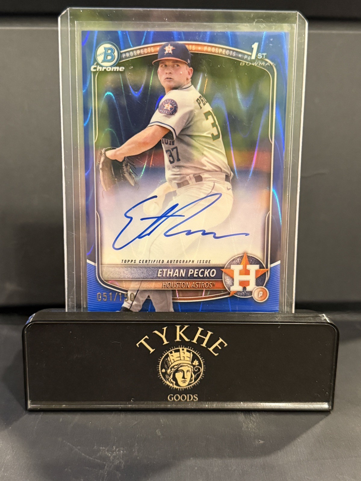 2025 Bowman Chrome - Prospect 1st Auto Ethan Pecko #CPA-EPE Blue Raywave /150