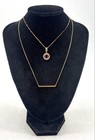 2 Piece 925 Yellow Gold Plated Glass Necklaces Lot 6.3g — photo 1