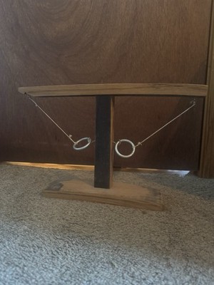 Rustic Barrel Stave Hook and Ring Toss Game   Handmade Oak