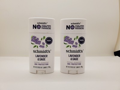 2 Pack Schmidt's Natural Deodorant - Lavender & Sage 2.65oz Ea  No Aluminum 48Hr