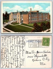 St. Anthony's School St. Louis MO 1930s Postcard Posted Kansas City