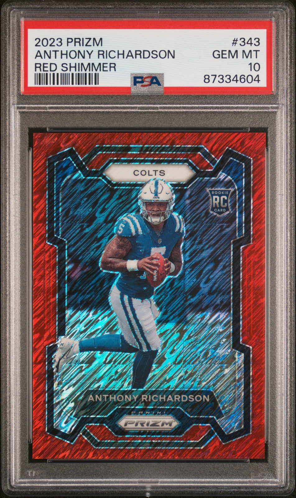 2023 Panini Prizm #343 Anthony Richardson Red Shimmer Rookie Card RC /35 PSA 10