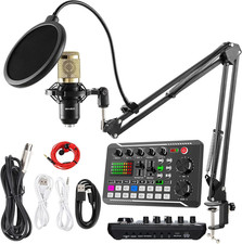 Podcast Microphone Bundle, BM-800 Condenser Mic with Live Sound Card Kit, Podcas