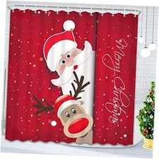 72 x 72 Inches Christmas Shower Curtain,Cute Santa Claus Reindeer Bath