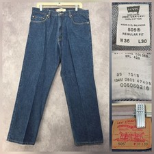 Vintage Levis 505 Jeans Mens 36x30 Dark Wash Straight Leg Regular Fit Denim Y2K