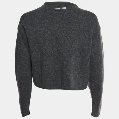 Miu Miu Grey Wool Knit Button Up Cropped Cardigan S | eBay
