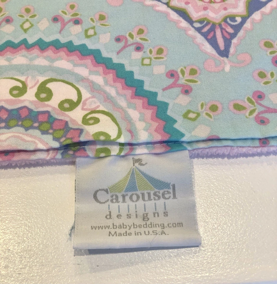 Carousel Designs Baby Blanket Minky Backed Floral Medallion & crib sheet USA - Image 2 of 4