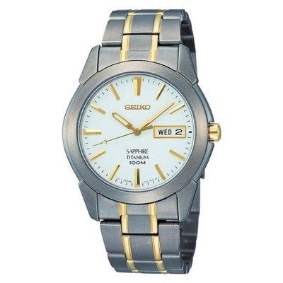 SEIKO Titanium Analog Quartz Wristwatch with Sapphire Crystal SGG733P1