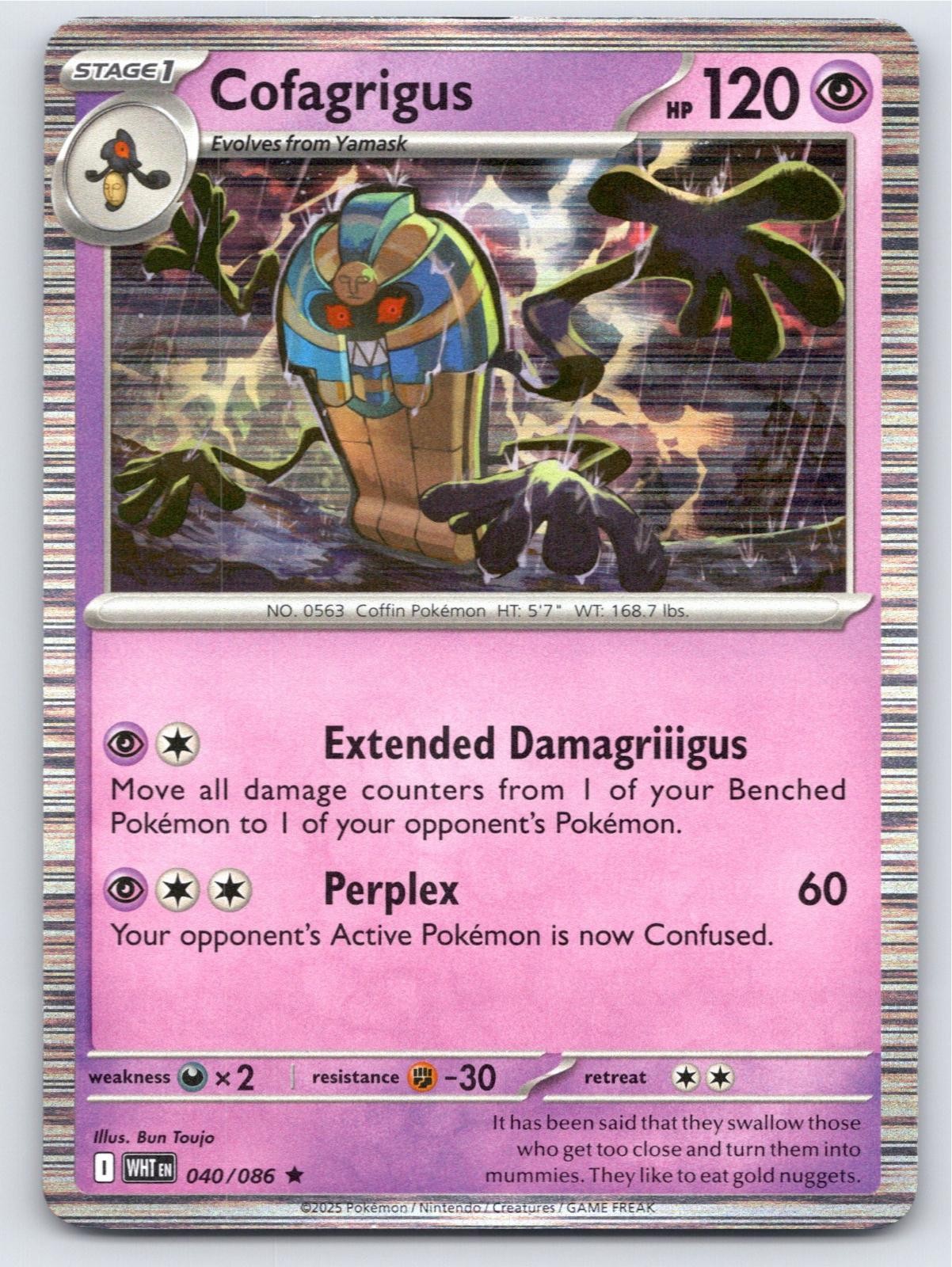 2025 POKEMON COFAGRIGUS WHITE FLARE 040/086 HOLO R NM A55582 FREE S&H
