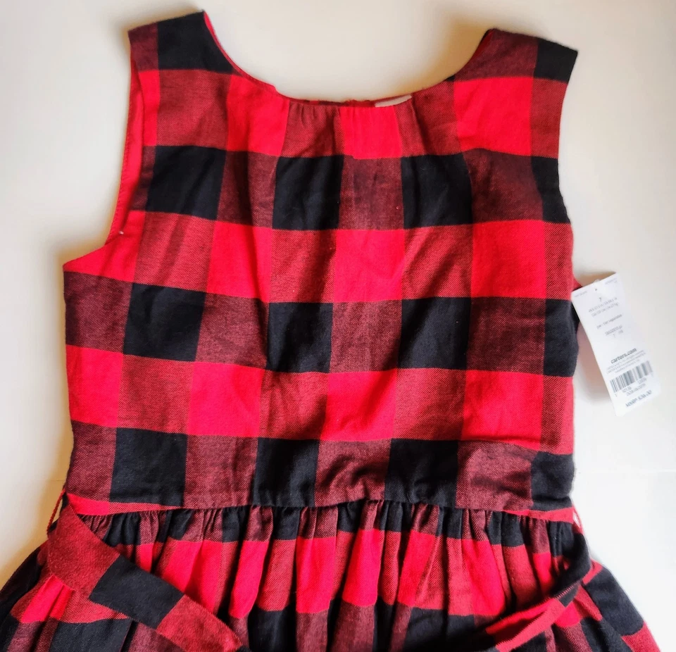Новый с Ярлыками Carter's красный черный буйвол клетку праздник Рождество платье без рукавов размер 7 - Изображение 3 из 4