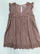 Mustard Seed Anthropologie Eyelet Babydoll Mini Romper Dress Mauve Large