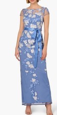 Adrianna Papell Embroidered Roller Gown, Sz 2, New, Blue,no Belt
