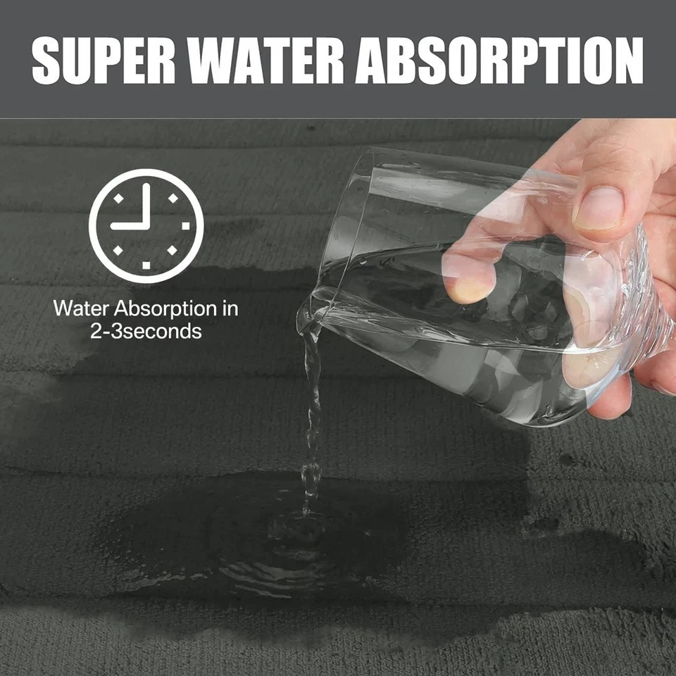 Tapete de banheiro absorvente espuma com memória 3 peças conjunto pequeno grande e tapete de contorno - Imagem 3 de 4