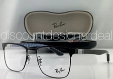 Ray-Ban Square Eyeglasses Mtt Black Carbon Fiber Clear Demo Lens RB8421 2904 54