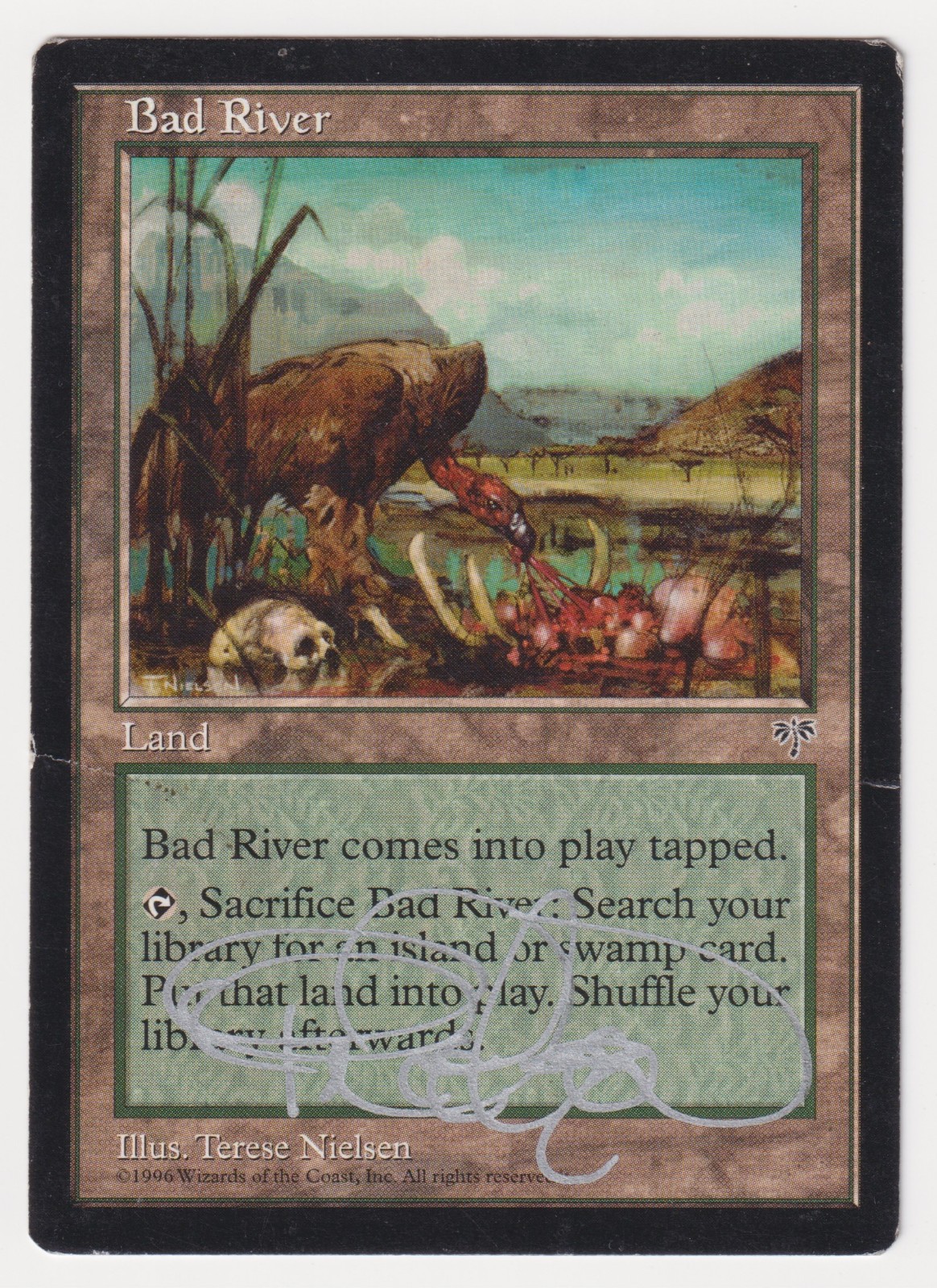 Silver Signed Bad River HP Mirage Artist Terese Nielsen 1996 WOTC MTG Magic Land