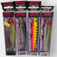 NEW Rapala Husky Jerk HJ-12 Lot of 4 - 2 CLOWN Firetiger Silver Blue HJ 12
