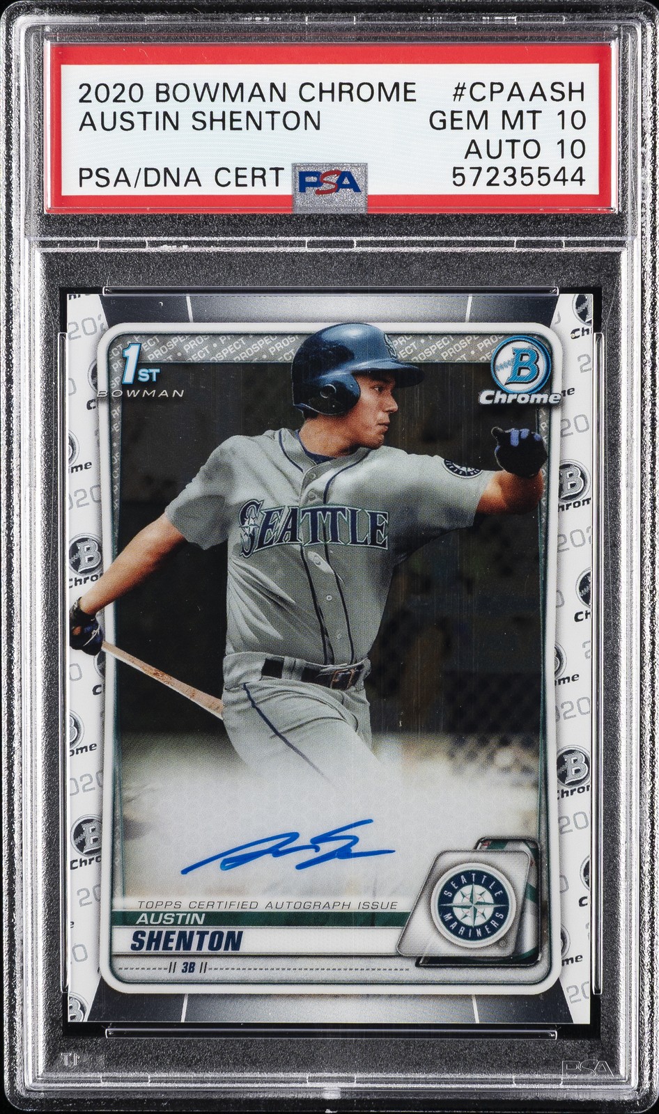 2020 BOWMAN CHROME PRSPCT AUTOS #CPAASH AUSTIN SHENTON PSA 10 AUTO 10