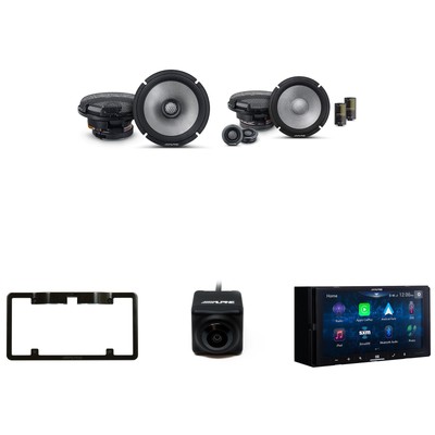 Alpine iLX-W670-S with Back up Camera, License Plate Frame & R2-S65 Coaxial R...