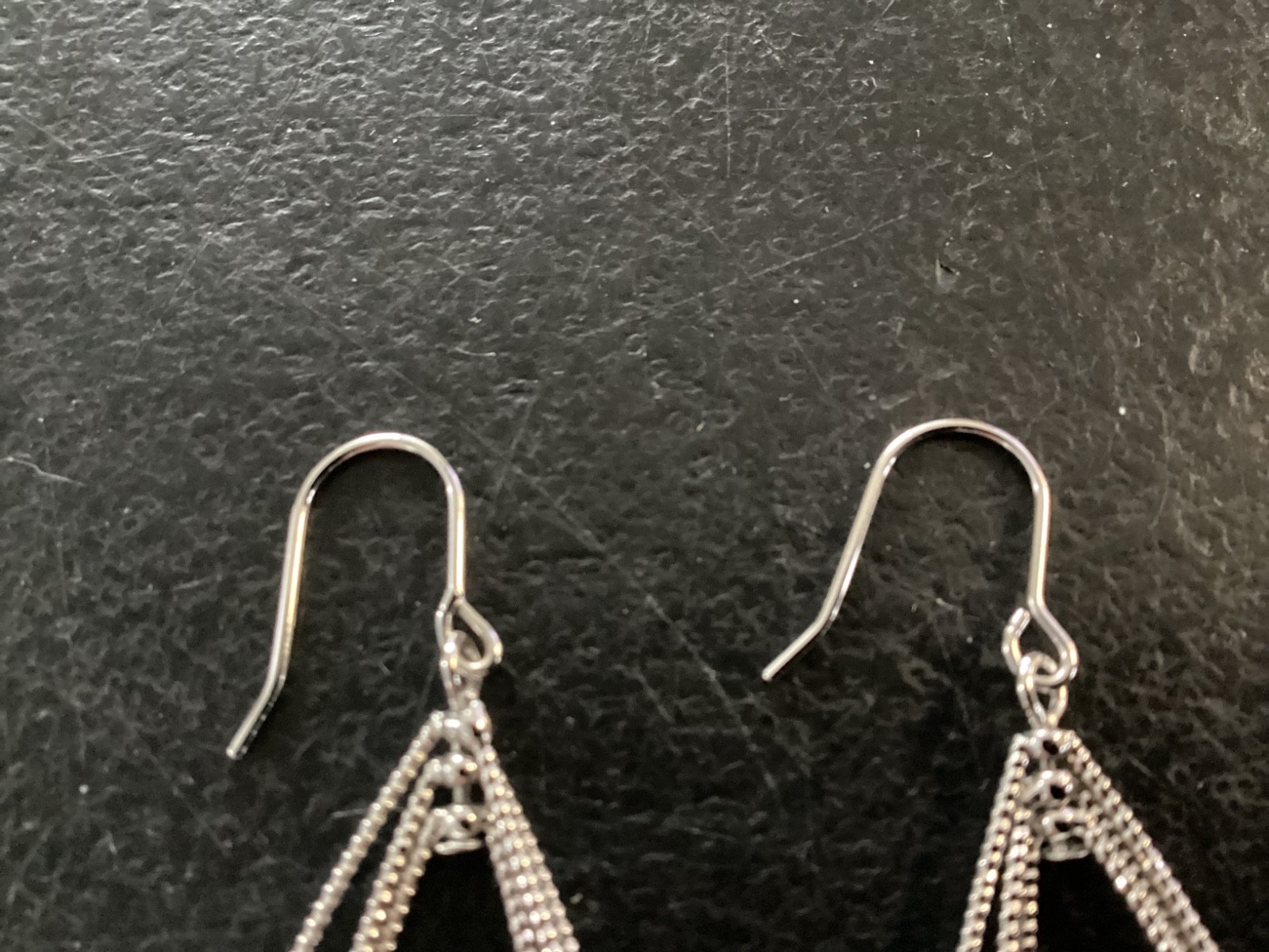 Silver Dangle Loop Pierced Earrings - image 2