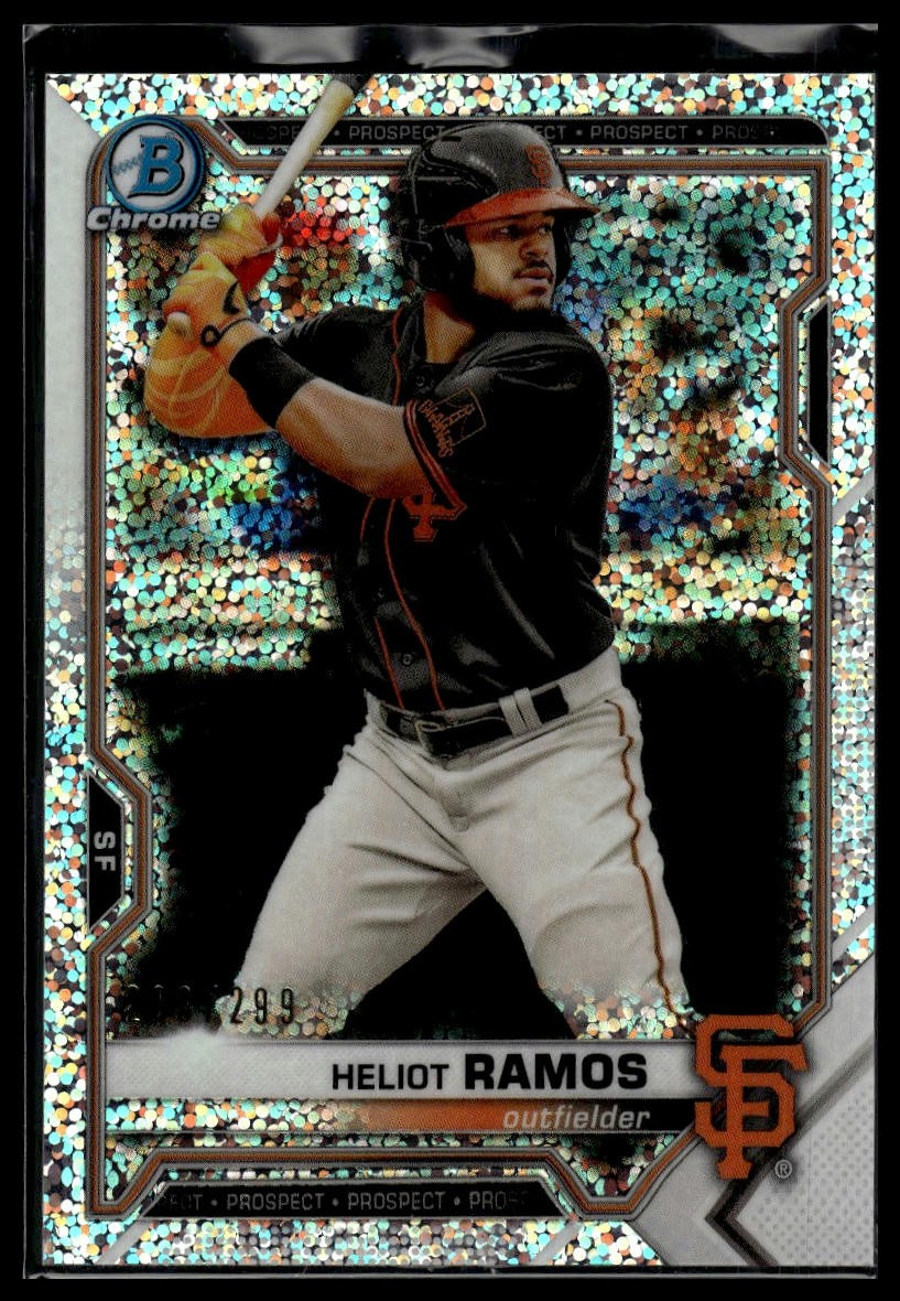 2021 Bowman #BCP-69 Heliot Ramos Chrome Prospects Speckle Refractor #/299 SN