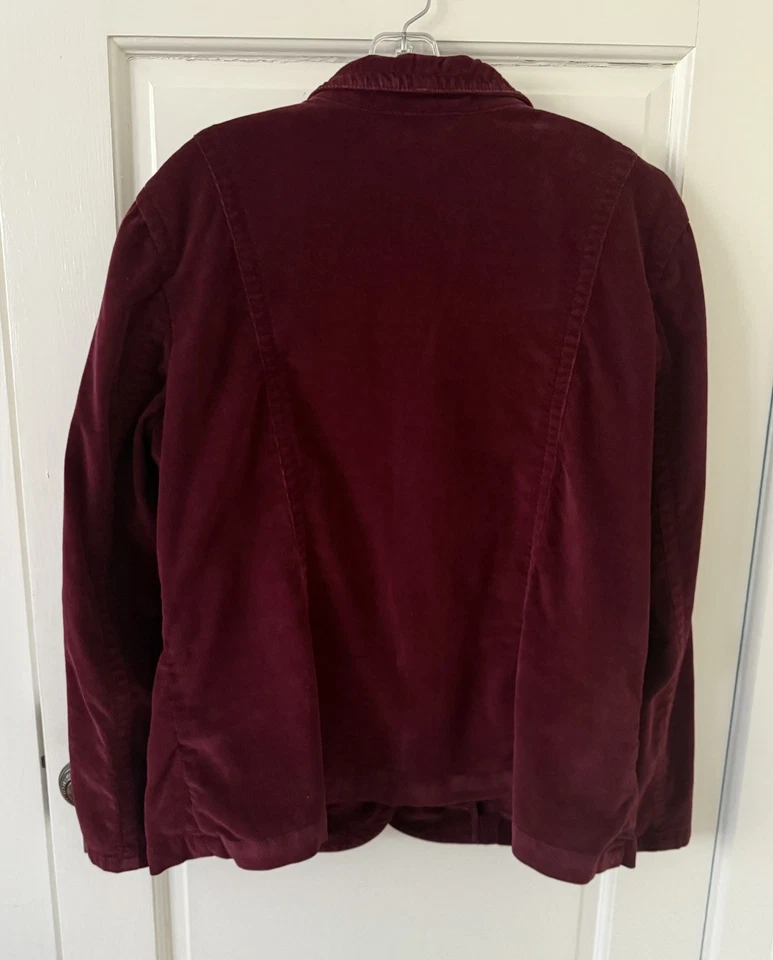 Chaqueta Blazer Eddie Bauer Mujer Pana Rojo Arándano Talla 16 Abotonada  Foto 2 de 4