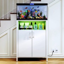 TC-HOMENY 10-20 Gal Aquarium Fish Tank Stand with Charging Station RGB Cabinet