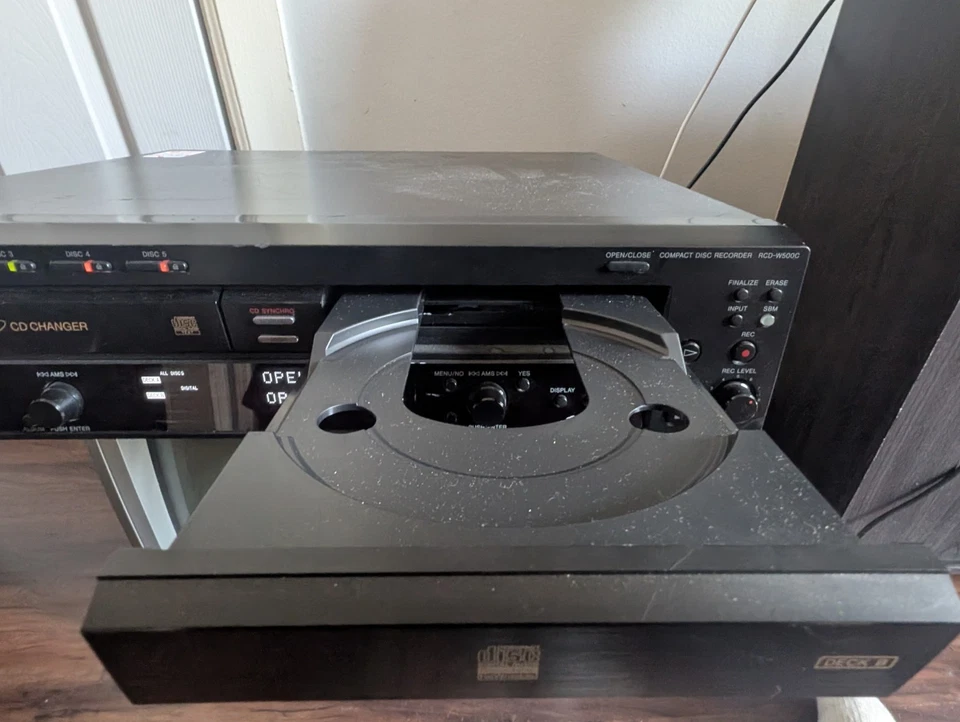 Sony RCD-W500C 5 CD Changer/Recorder Deck A Not Working Deck B Works, FOR PARTS  - Image 3 of 4