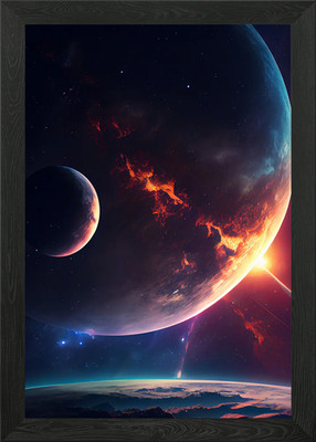 Gigant Planet Finsternis gerahmtes Wandbild Poster Leinwanddruck Bild