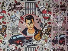 100% Cotton Woven Fabric Cry Baby Movie Johnny Depp By The 1/2 Yard 18x56