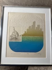James T Lang "New Jersey Gold Coast" LE  Embossed Print - Signed And Framed