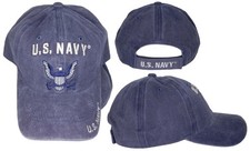 U.S. Navy Eagle Emblem Blue Cotton Adjustable Embroidered Cap Hat - Licensed