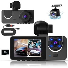 4K Dual Dash Cam Front Rear with Night Vision, GPS, 64GB Storage Capacity