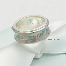 Authentic Tiffany & Co 1837 Concave Ring Size 4.5 - 4.75 Silver Titanium w/Pouch