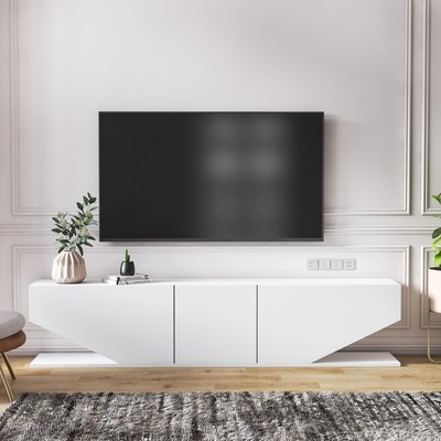 Decorotika Incia Modern White TV Stand 71'' Media Console Entertainment Center