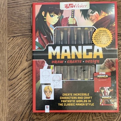 Manga ArtMaker Cartooning Drawing Kit with Sketchbook & Tools Instruction