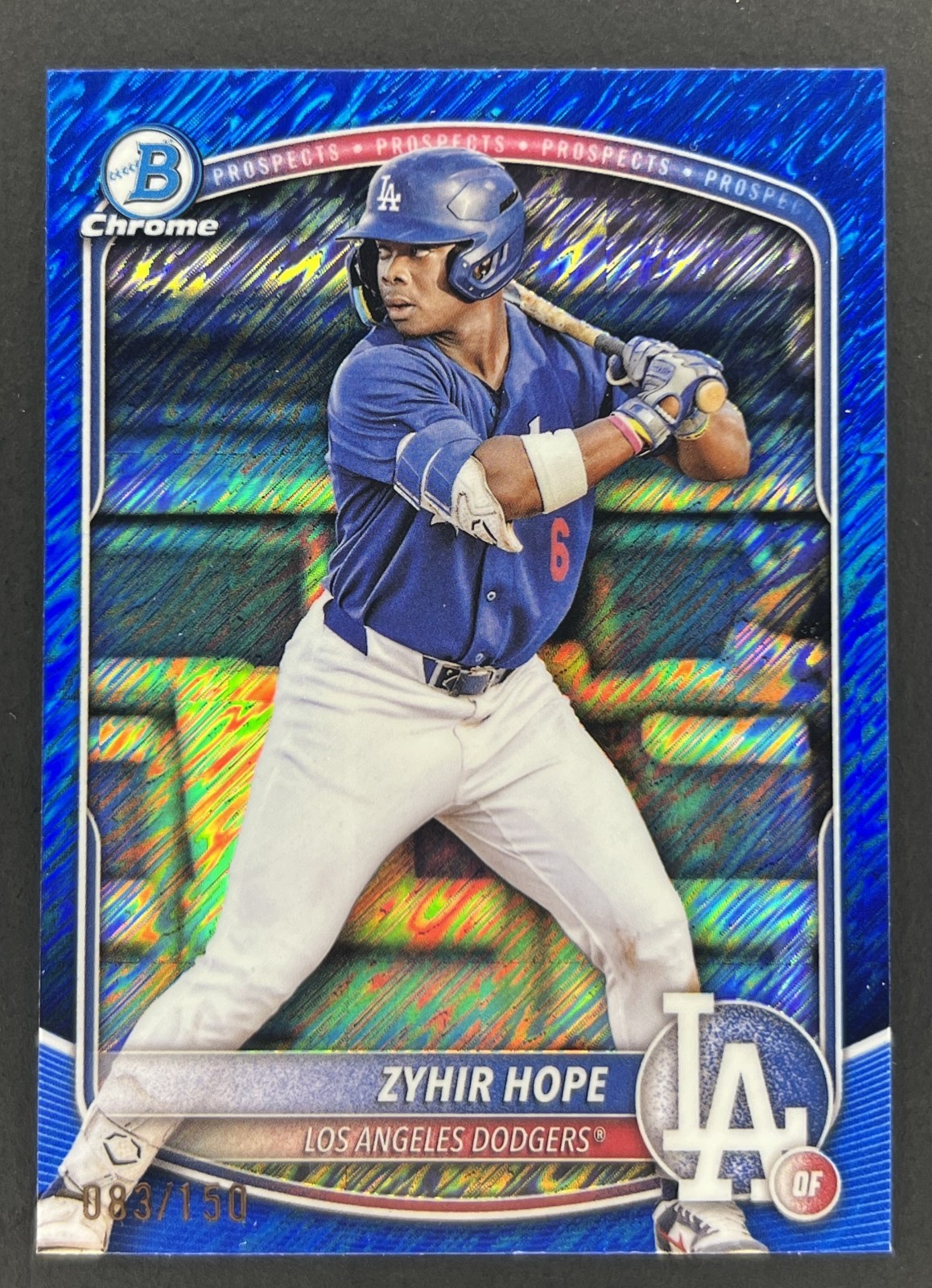 Zyhir Hope #BCP-2 Bowman Chrome Prospects 2025 Blue Shimmer Refract  /150 Dodger