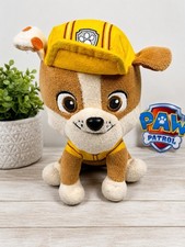 Paw Patrol Escombros Peluche Animal Amarillo Casco Bulldog Juguete 9”