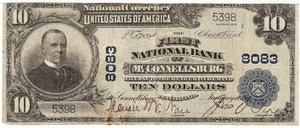 $10 The First NB Of McConnellsburg PA Ch# 8083 1902 Plainback Ser# 5398 LG RARE