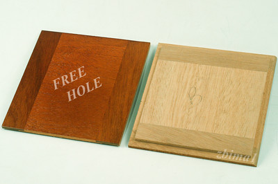 1 LENS BOARD 5.5'' x 5.5'' FOR TACHIHARA 8''x10''- Sol.Mahogany, undrilled/free hole