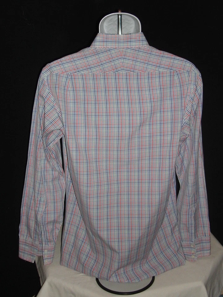HOMBRE TURNBULL & ASSER MULTICOLOR CUADROS 100% ALGODÓN L/S BOTÓN FT. CAMISA 15 1/2 Foto 4 de 4
