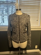 Banana Republic Tweed Blazer Jacket Full Zip Size 8 Black