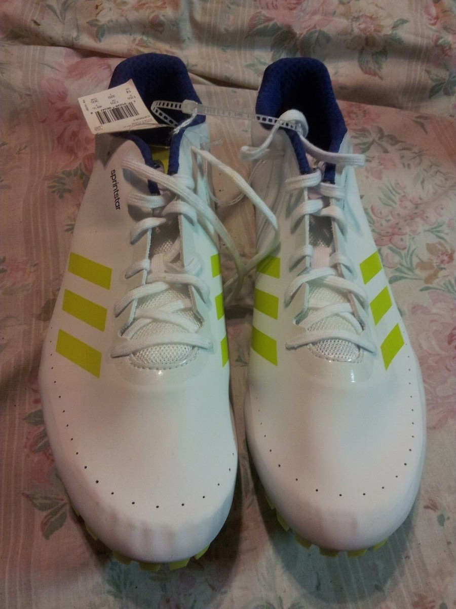 Adidas Mens Sprintstar White/Neon Breathable Track Shoes  display picture 2