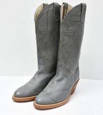 ACME Made in USA Gray Leather Western Cowboy Work Tall Rider Boots Men's Sz 8 D