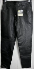 New USA Bikers Dream Apparel Women's Leather Pants Black Color 10 Made in USA