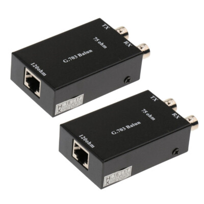 2x BNC Coax To RJ45 Ethernet Converter Medienadapter Datenübertragung Schwarz