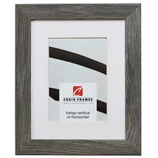 22x28 Gray Barnwood Picture Frame, White Mat with Opening for 18x24 Image