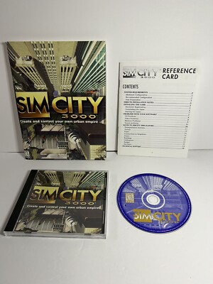 SimCity 3000 PC CD-ROM Game in Case w Manual & Reference Card Maxis Sim City