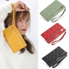 Women Wristlet Bag Leather Clutch Wallet Zipper Purse Coin Card Holder Phone Bag