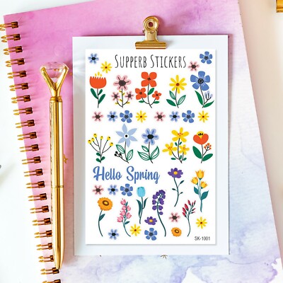 Spring Flowers Scrapbook Stickers Bullet Journal Stickers Planner Stickers 4''x6''